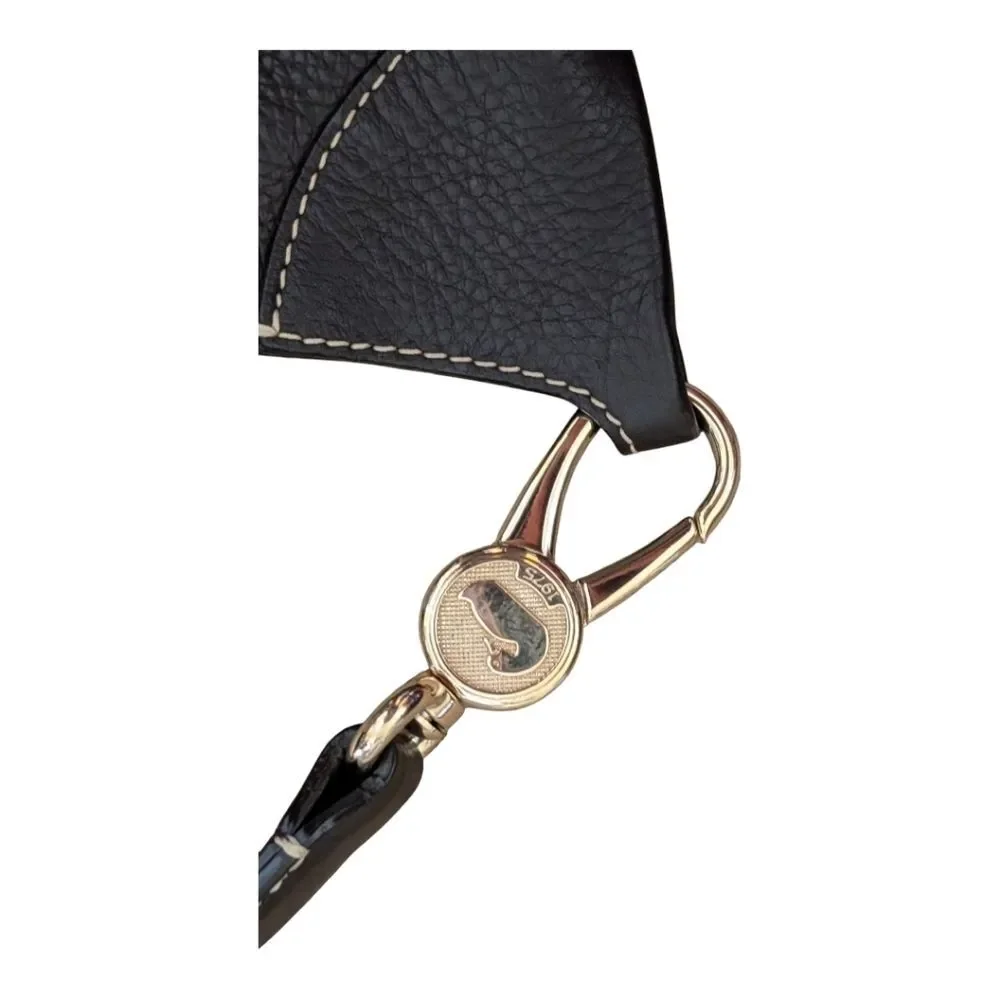 Dooney & Bourke brown pebbled leather hobo shoulder bag Libby gold tone hardware